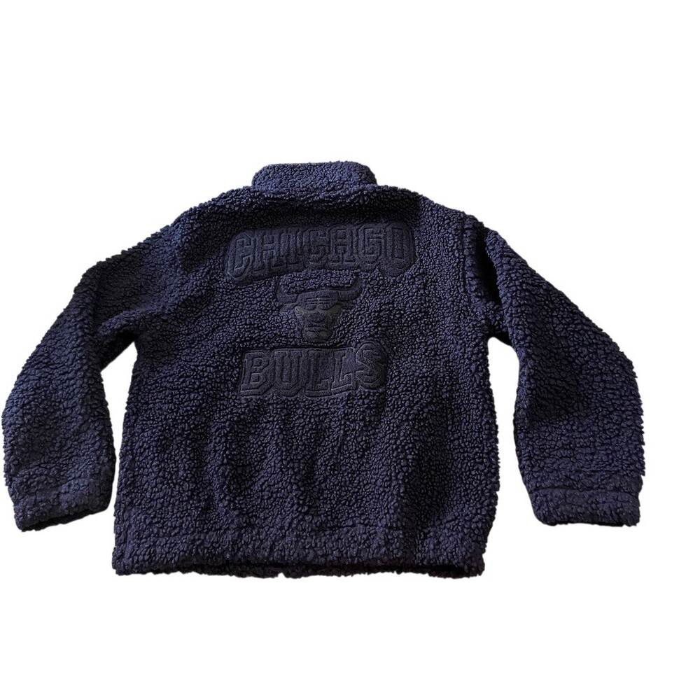 H&M Chicago Bulls Sherpa Fleece Full Zip Jacket Navy Boys Youth Size 14